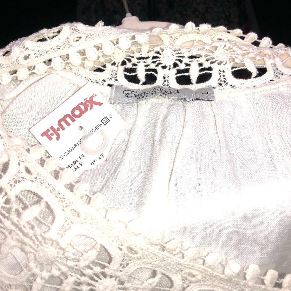 NWT Elegant Linen & Crochet Blouse - Picture 3 of 4